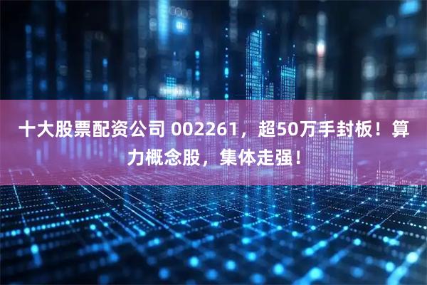 十大股票配资公司 002261，超50万手封板！算力概念股，集体走强！