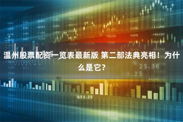 温州股票配资一览表最新版 第二部法典亮相！为什么是它？