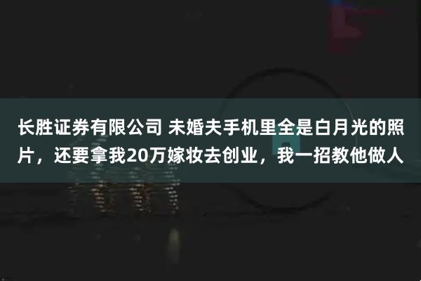 长胜证券有限公司 未婚夫手机里全是白月光的照片，还要拿我20万嫁妆去创业，我一招教他做人
